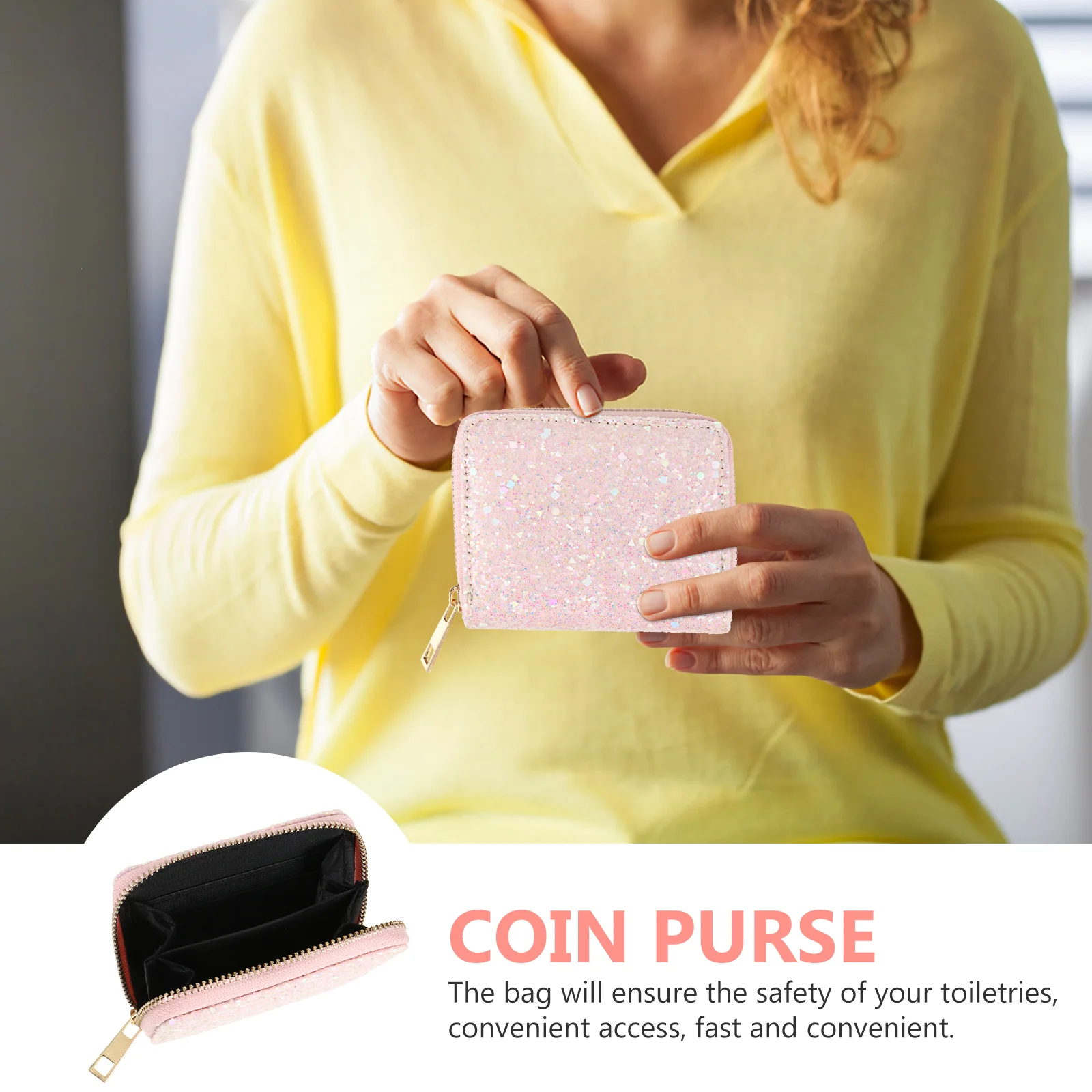 Coin Purse Women Wallet Fashion Frosted Bag Pouch Women's Small Zipper Clutch Change Sequins Storage