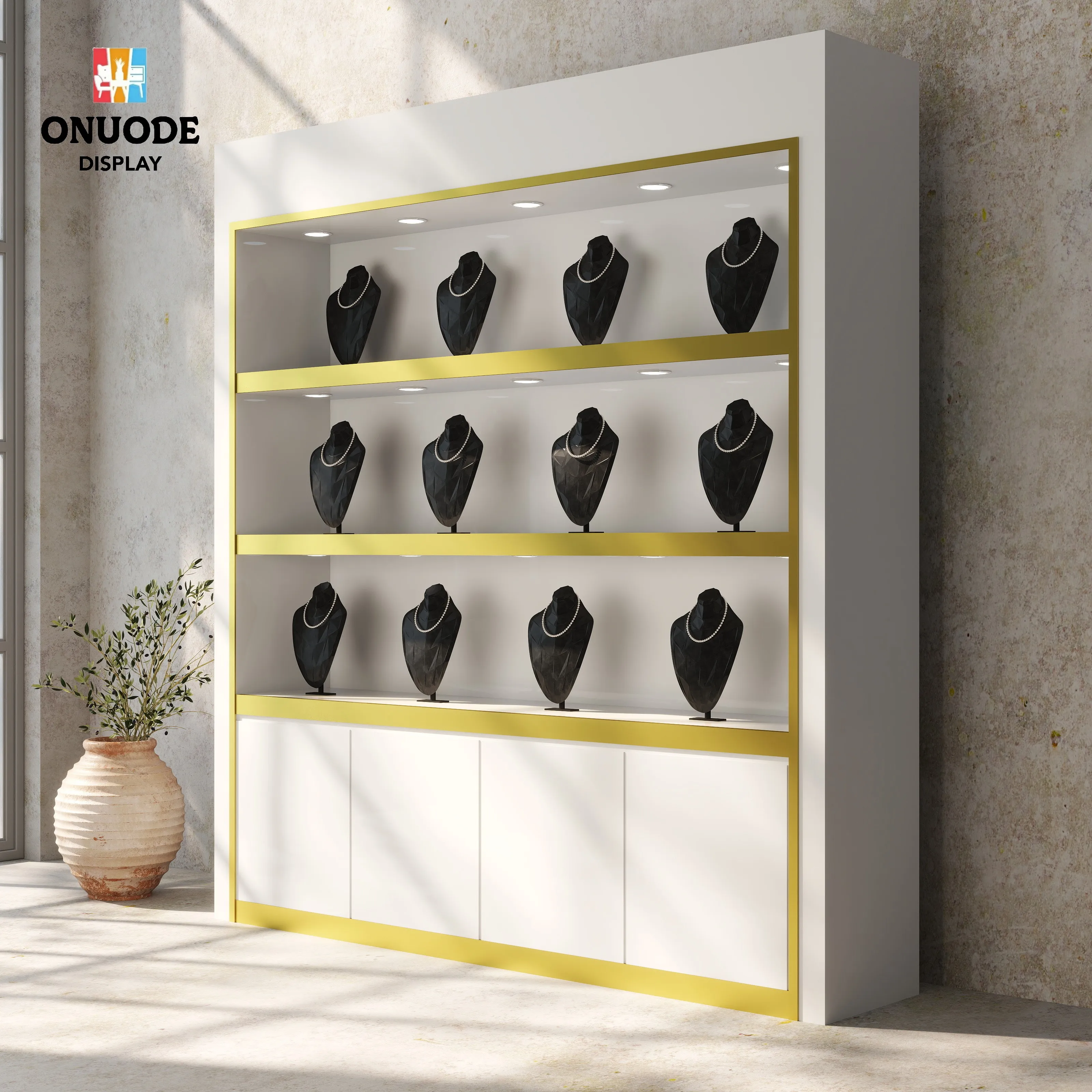 Custom.Modern MDF Jewelry Display Cabinet with LED Light Tempered Glass Showcase for Watch Store & Jewelry Shop Store Shop Displ