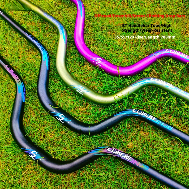 

LUNJE 780mm Mountain Bike Handlebar, 31.8/35mm Diameter, Aluminum Alloy Handlebar for Downhill Biking and Off-Road Trails