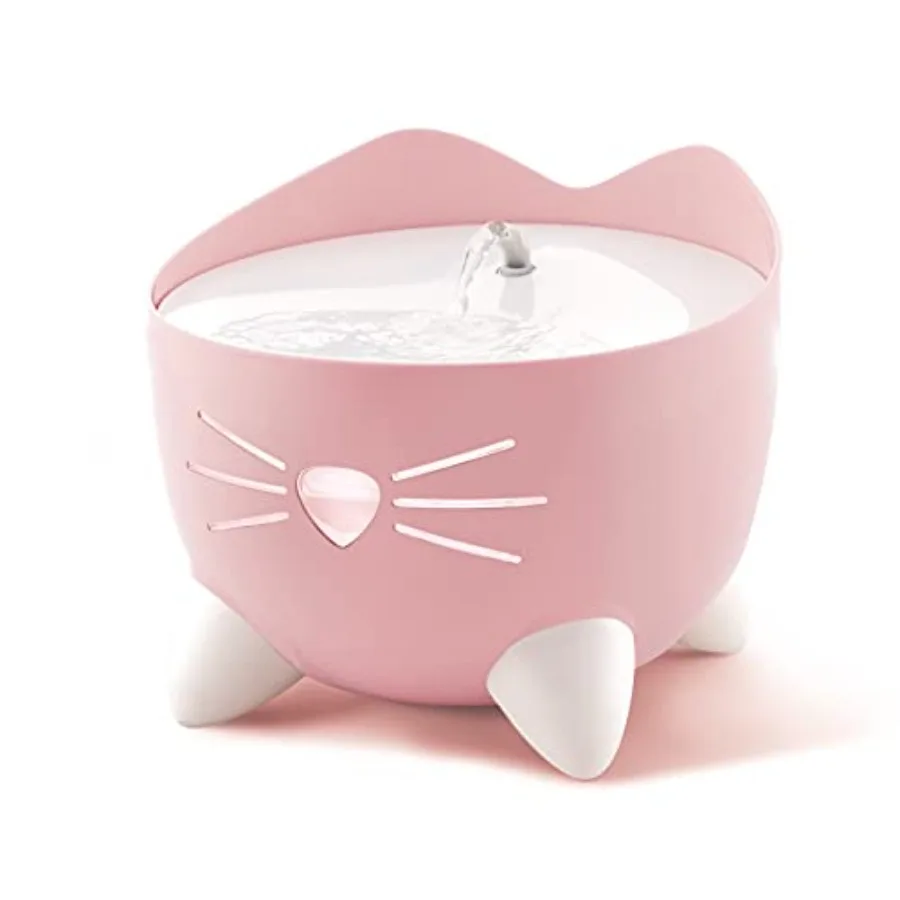 

PIXI Cat Drinking Fountain Running Water Fountain Pink for Pet Use BPA-Free Plastic Soft Pink Design Continuous Flow Quiet Oper