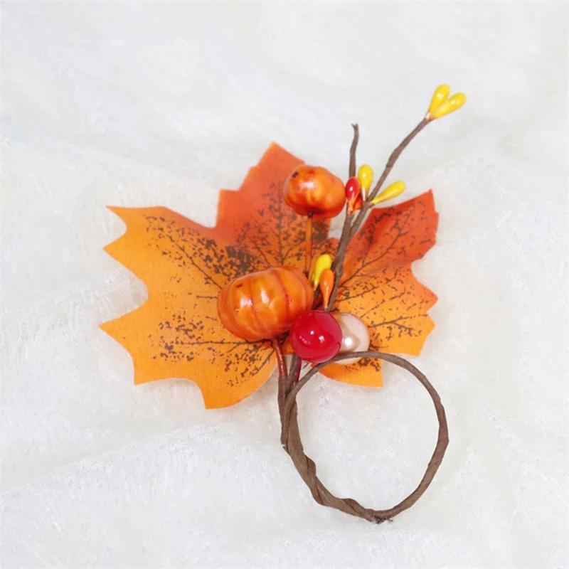 10PCS Pumkins Napkin Rings Thanksgiving Napkin Ring Holder Berry Napkin Ring Harvest Maple Fruit Pumpkin Napkin Ring