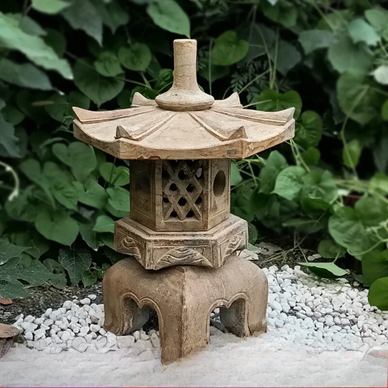 Stone lanterns Solar stone lanterns Japanese-style courtyard Antique Chinese-style outdoor garden Waterproof landscapornaments