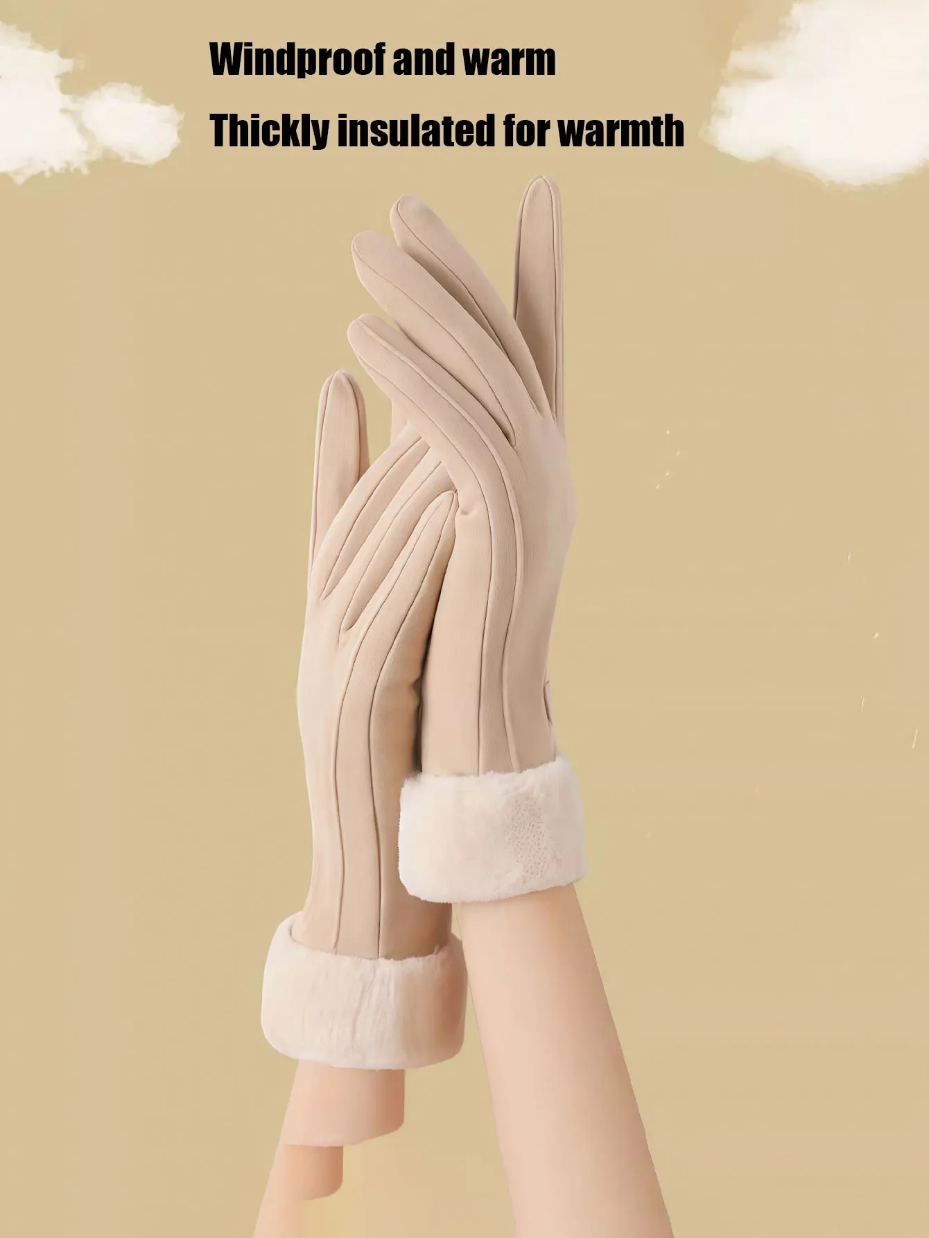 1PC  2026 Autumn-Winter New Style Warm Double-Layer Insulated Thick Riding Winter Protection and Windproof Gloves