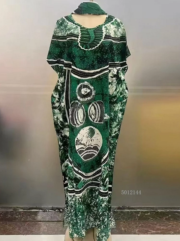 

Customized plus Size Women's Bohemian Maxi Dress African Print Viscose Off-Shoulder Kaftan Fringe Robe Elegant Holiday Wear