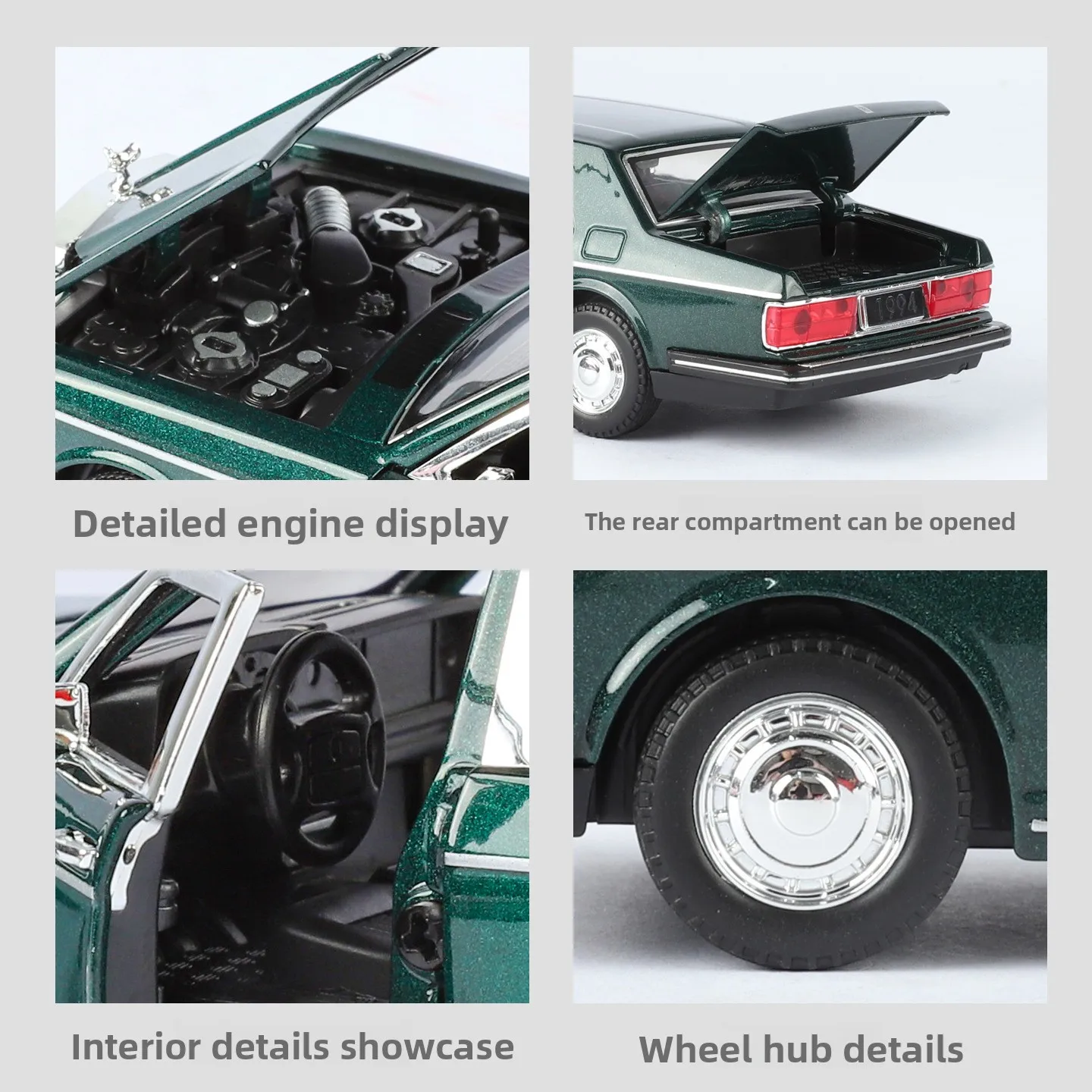 Voiture de luxe en alliage d'argent 1:32, modèle en métal moulé sous pression, son et lumière, jouet à tirer, ornements tendance, cadeau pour ami, 1994