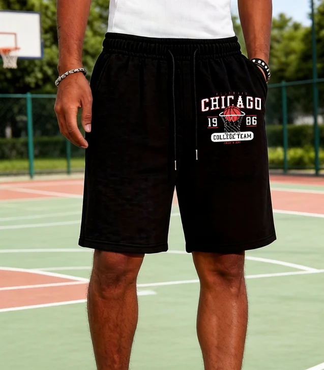 

Chicago Basketball College Team 1986 Printing Male Summer Drawstring Swimming Trunks Gym Loose Clothing Beach Sport Shorts