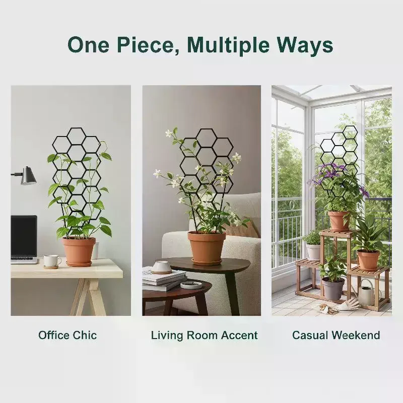 2/4Pc Plastic Honeycomb Plant Trellis Rustproof Support for Indoor and Outdoor Vines