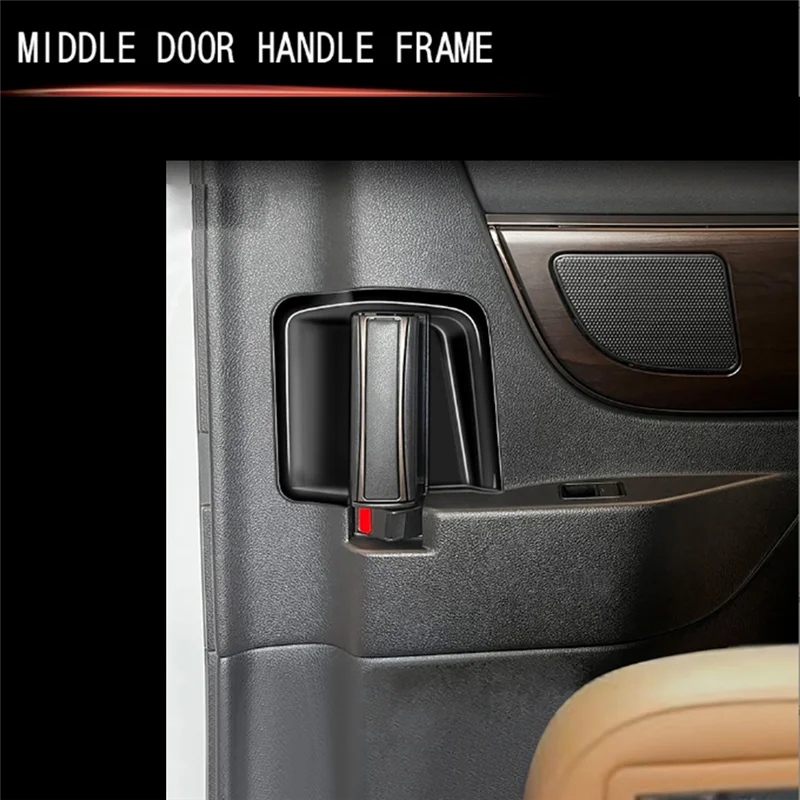 For Toyota Alphard 40 Series 2023+ Car Inner Middle Door Handle Bowl Cover Trim Frame Sticker Bright Black