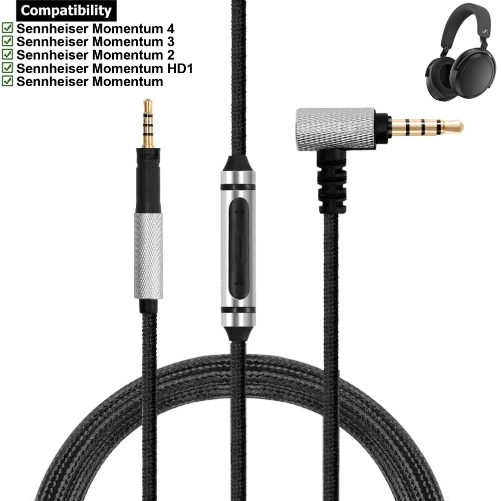 Replacement OFC 3.5mm Braided Cable Extension Cord For Sennheiser Momentum 4.0 3.0 2.0 1.0 4 3 2 1 HD1 Over On Ear Headphones