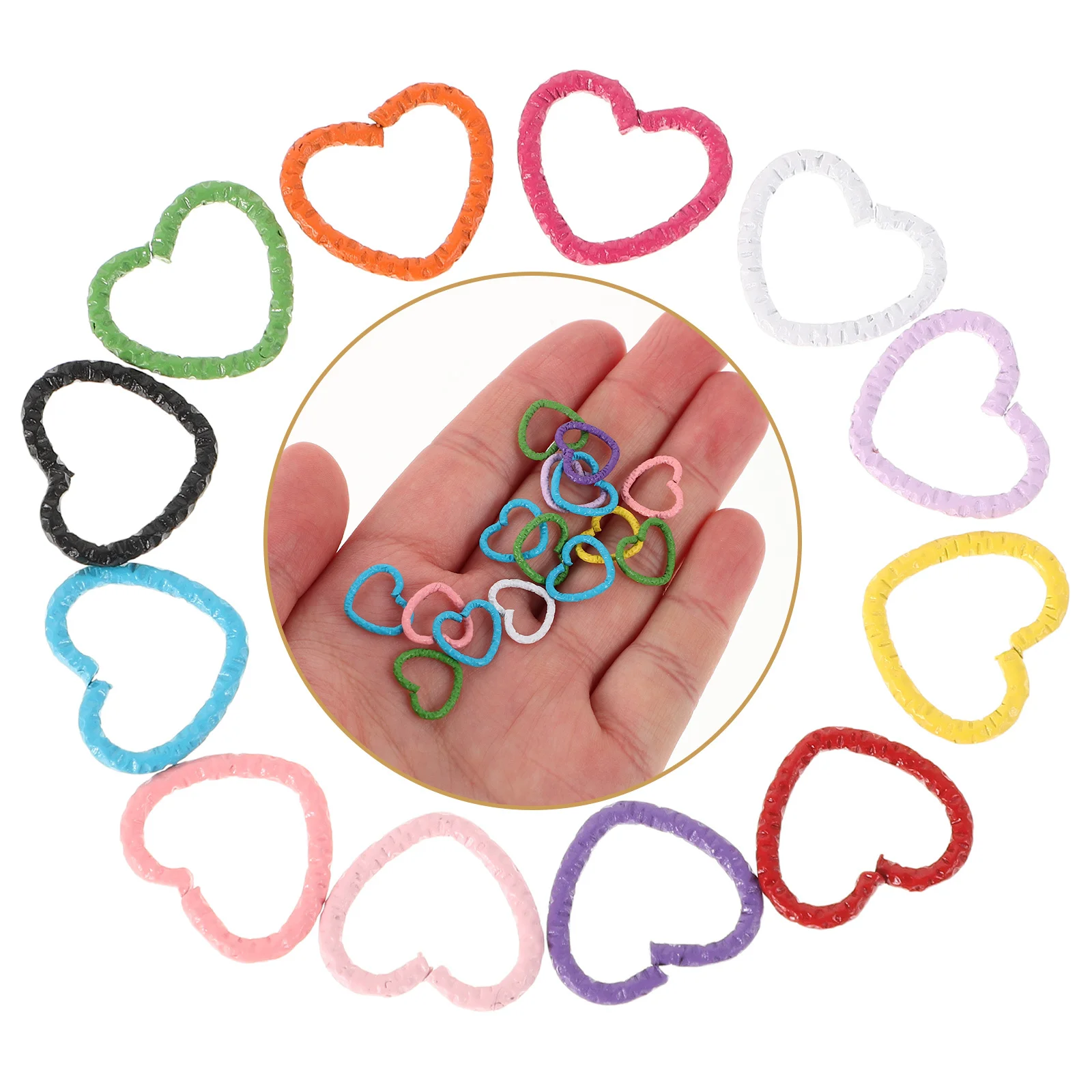 

50Pcs Hair Ring Cuffs Cute Love Shape Colorful Metal Hair Accessories for Braids Buns Stage Performances Party Hairstyles