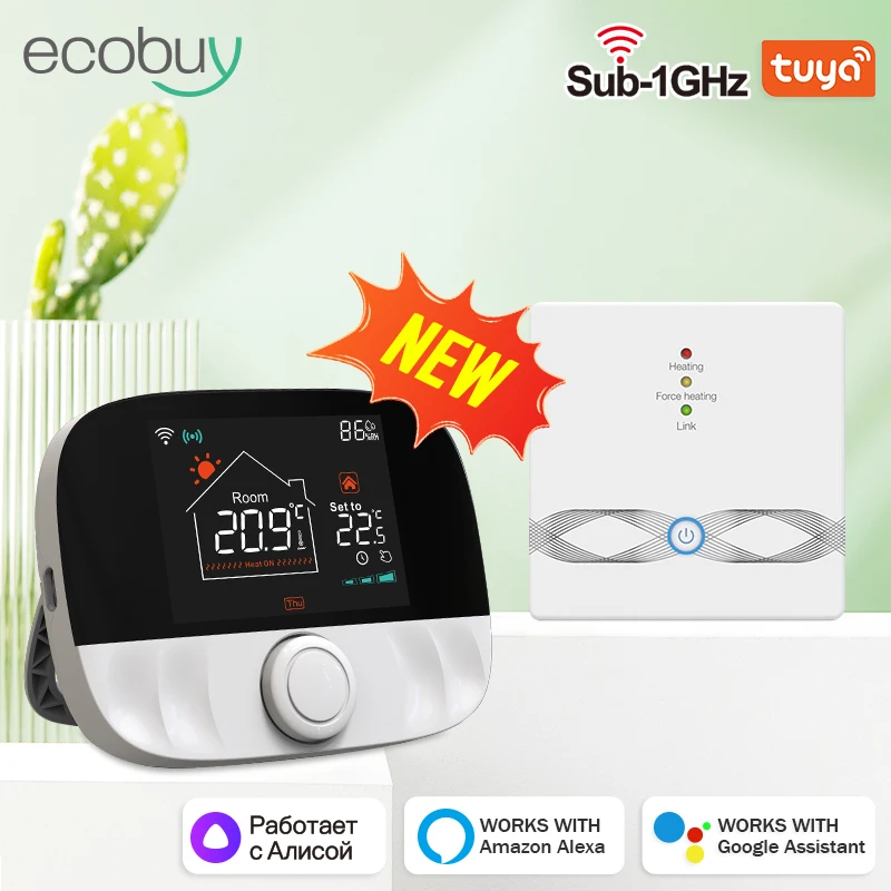 Tuya-Thermostat de chauffage WiFi Smart Home, sans fil, bomicrophone à gaz, régulateur de température Smart Life, Alexa, Google