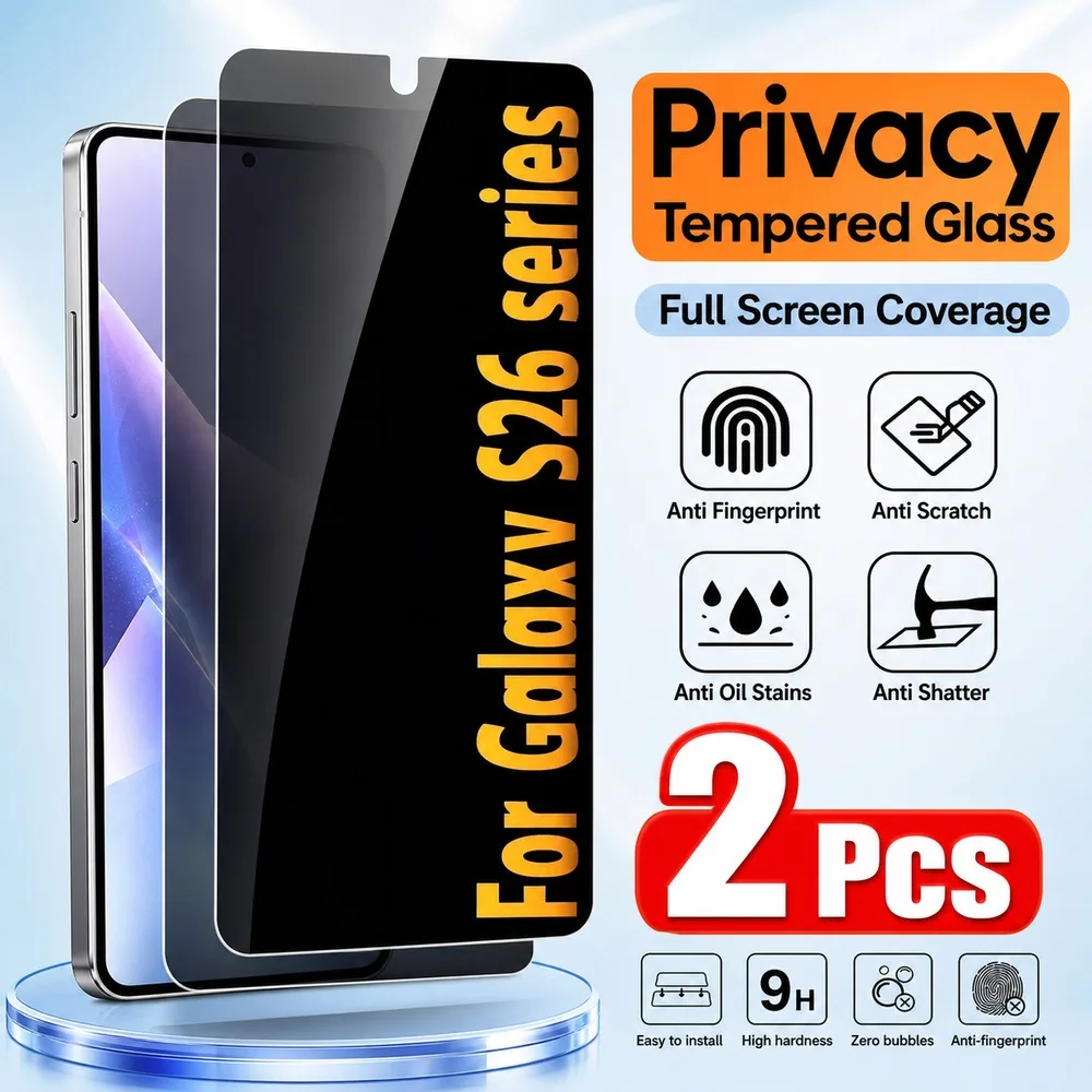 2PCS Privatsphäre-Schutzglas für Samsung Galaxy S26 Ultra S26+ S26 Anti-Spy Displayschutzfolie für Samsung Galaxy S26 FE S25 Ultra