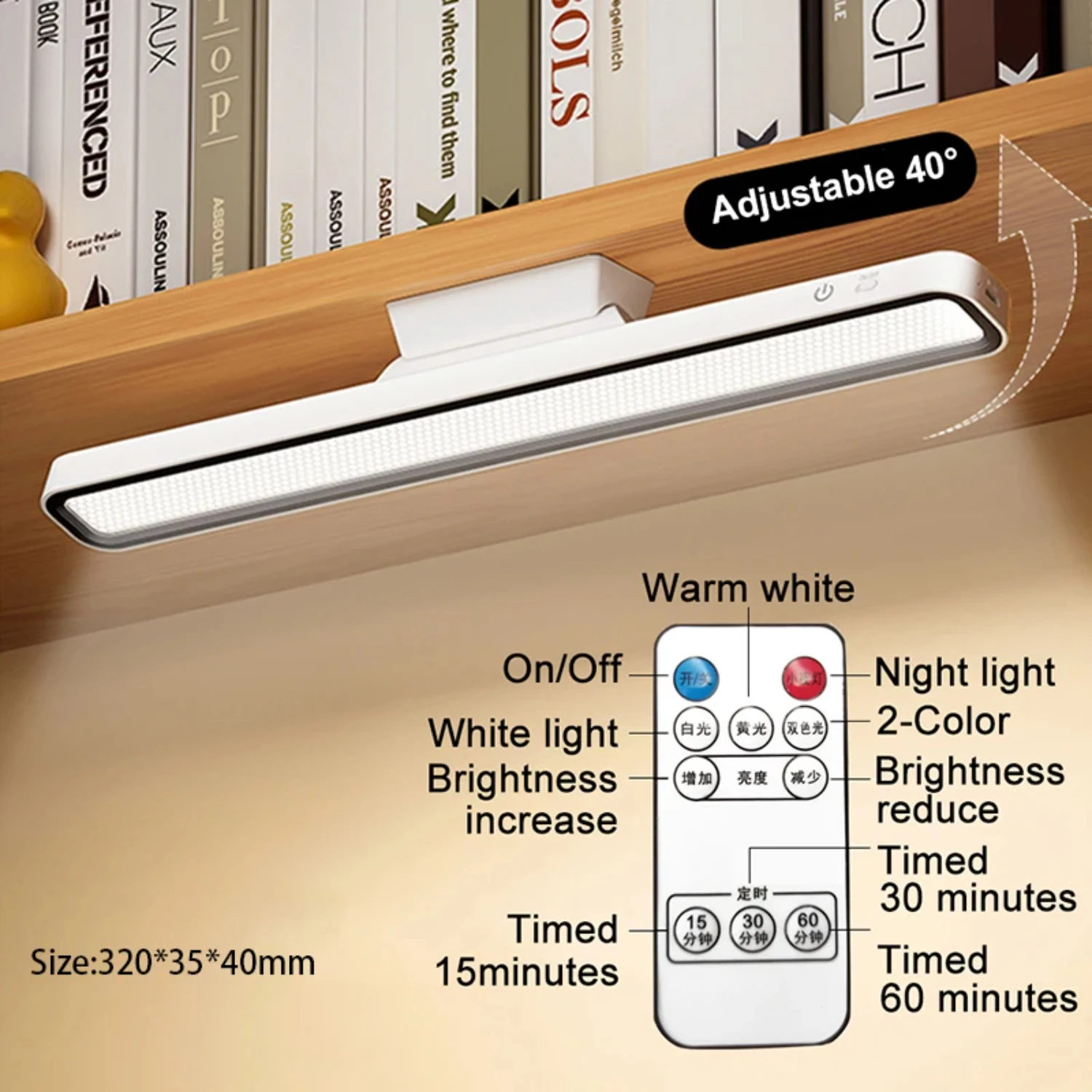 LED Desk Lamp 9W USB Rechargeable Light Stepless Dimming Book Lights Hanging  Bedroom Night Reading Table Lamps