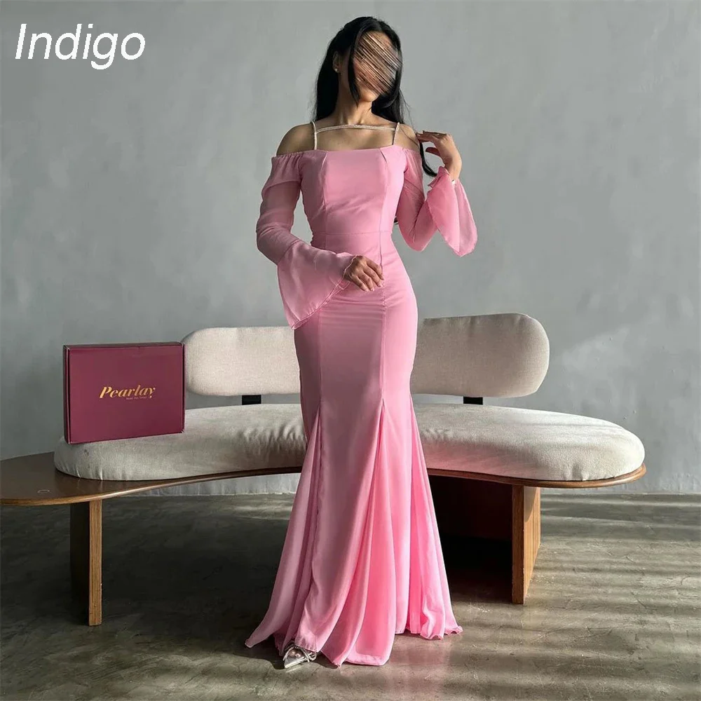 Indigo Mermaid Prom Dress Long Sleeve Off The Shoulder Strapless Formal Party Evening Gown فساتين للمناسبات الرسمية Customized