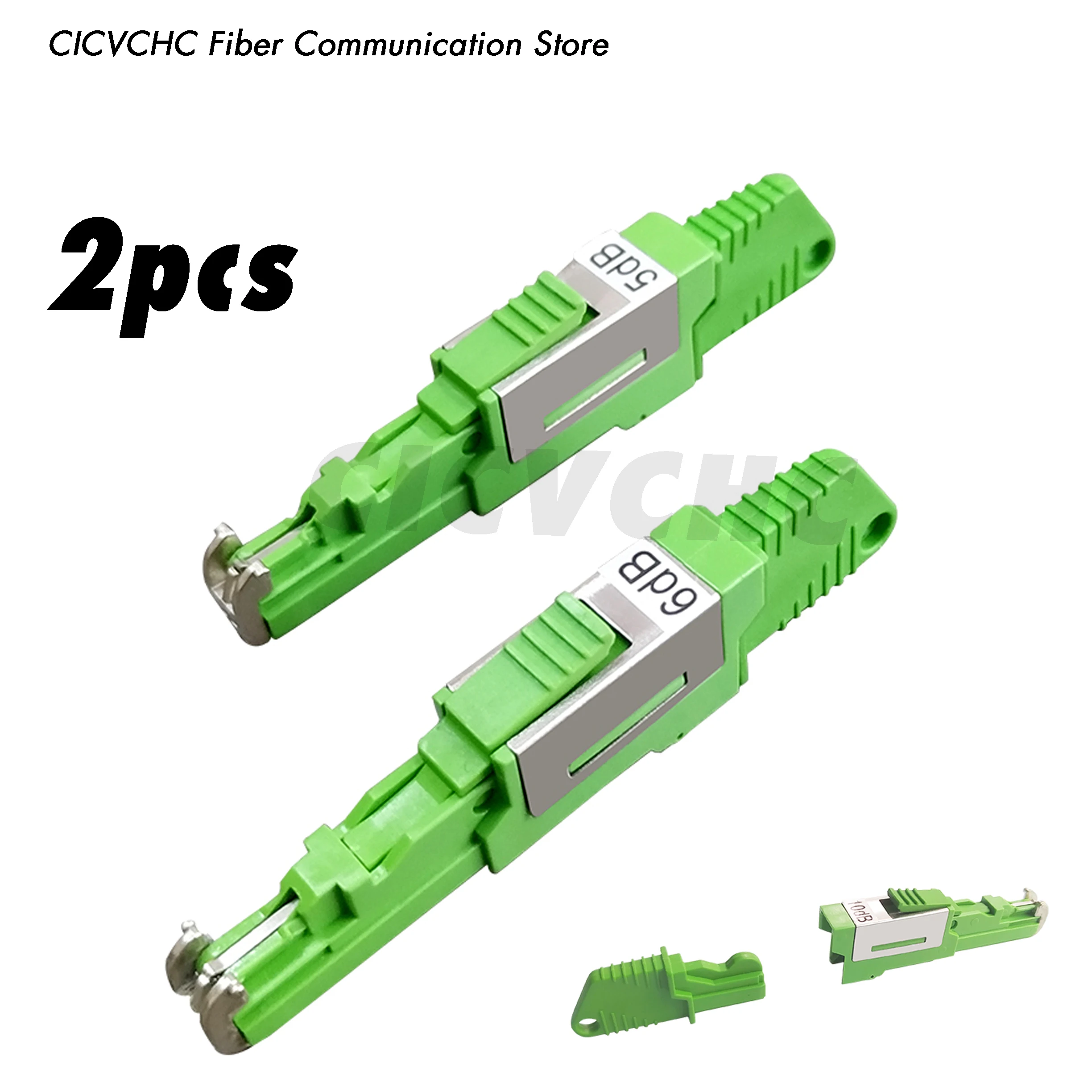 2 Stück LSH/APC (E2000/APC) Stecker auf Buchse Dämpfer (0, 1 bis 25 dB)/Plug-in-Typ/Faseroptik