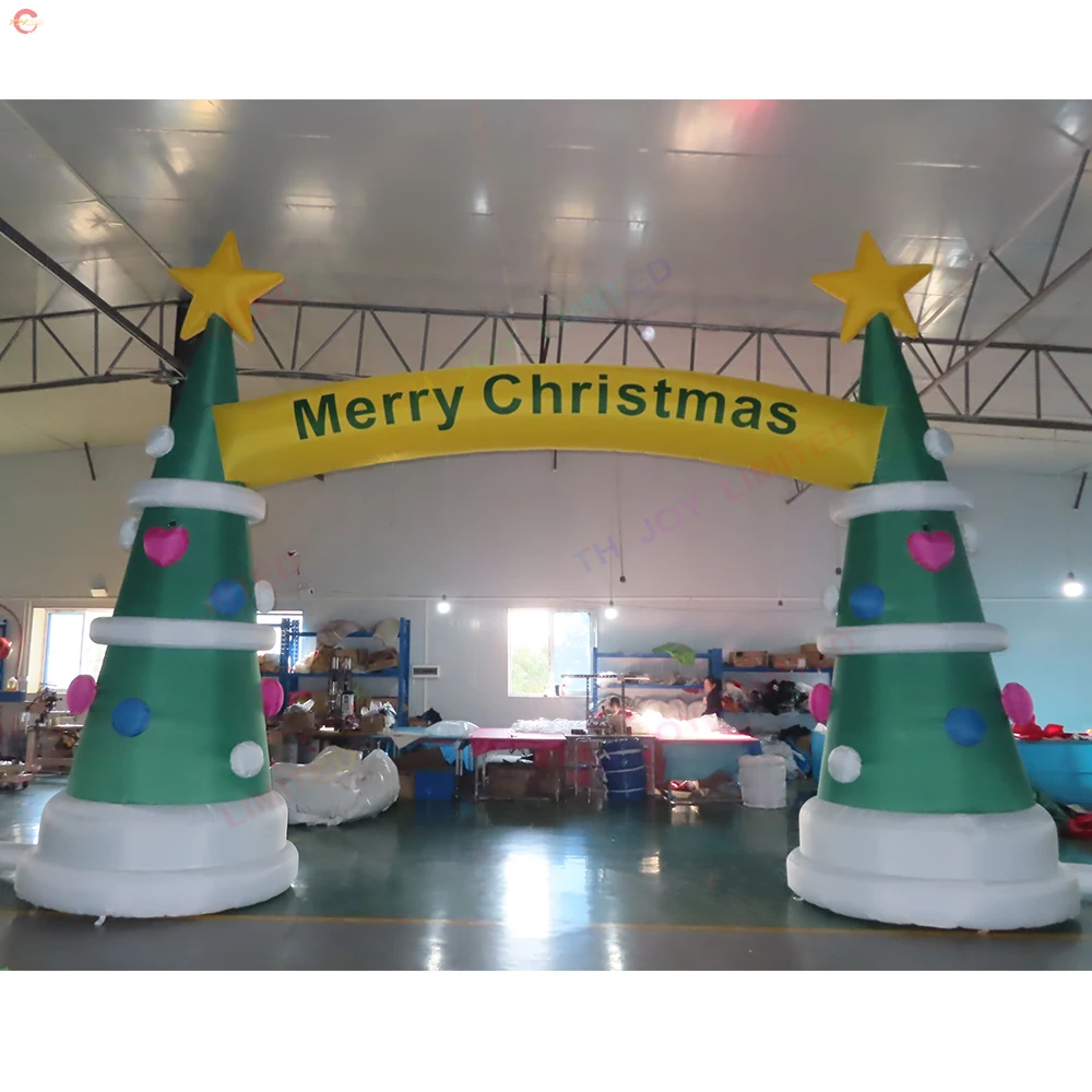 Fast Shipping Advertising Christmas Tree Inflatable Archway Christmas Inflatable Arch Entrance with Blower for Sale