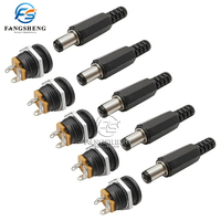 5/10 pairs DC022 Power Socket Connector 5.5 X 2.1mm 12V 3A Plastic Male Plugs Female Socket Panel Mount Jack 5.5 * 2.5mm