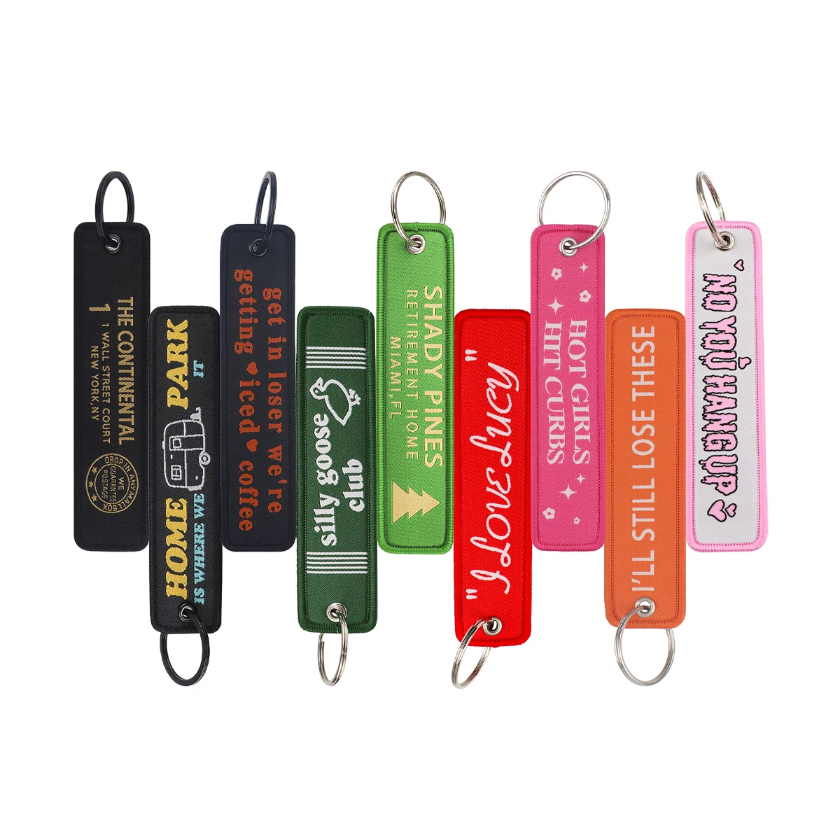 Multiple Quotations Series Embroidery Keys Ring Luggage Tag For Aviation Keychains For Car Motorcycle Key Accessory Pendant