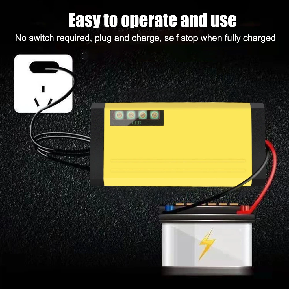 Moto Truck Battery Charger Car Battery Charger 220V Power Puls Repair Charger LED Display Wet Dry Lead Acid Battery 12V 2A
