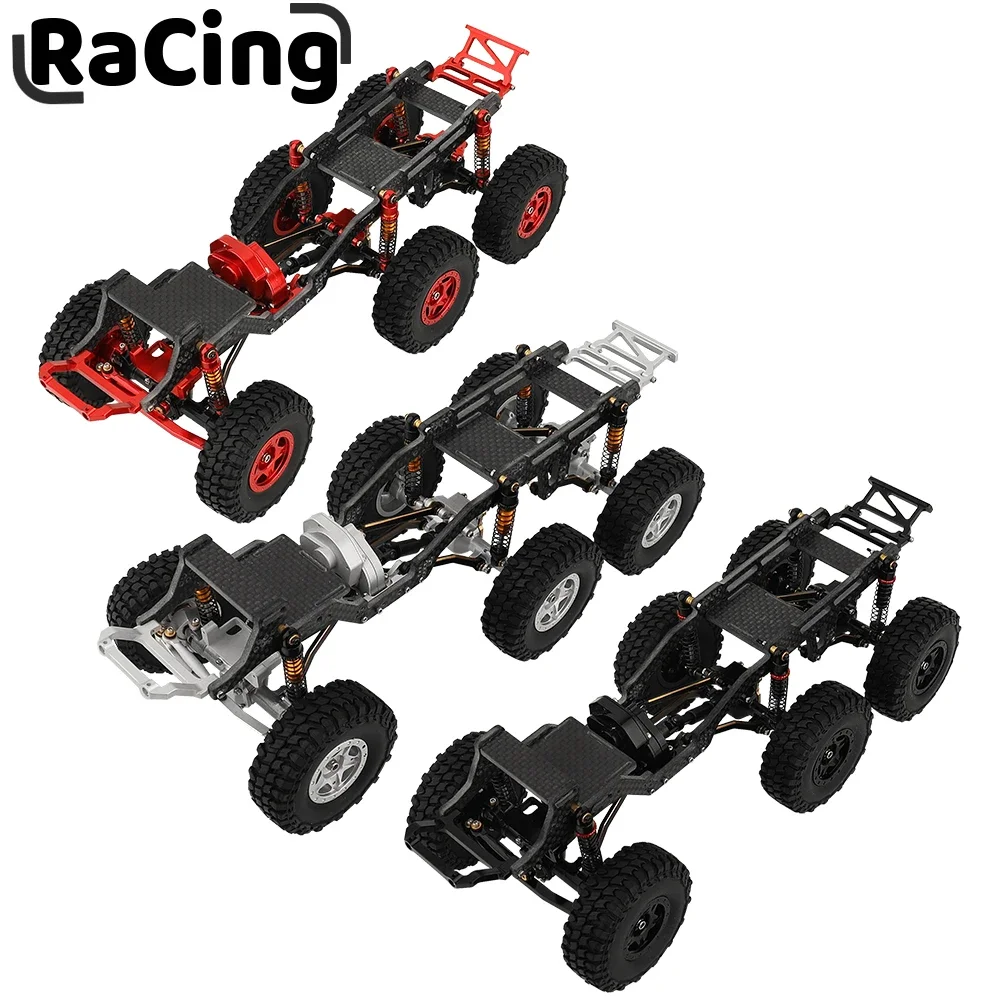 Upgraded 6×6 Carbon Fiber Chassis Car Frame with Metal Axles Wheel Rims Low Center Gravity Chassis Refit Kit for RC Axial SCX24