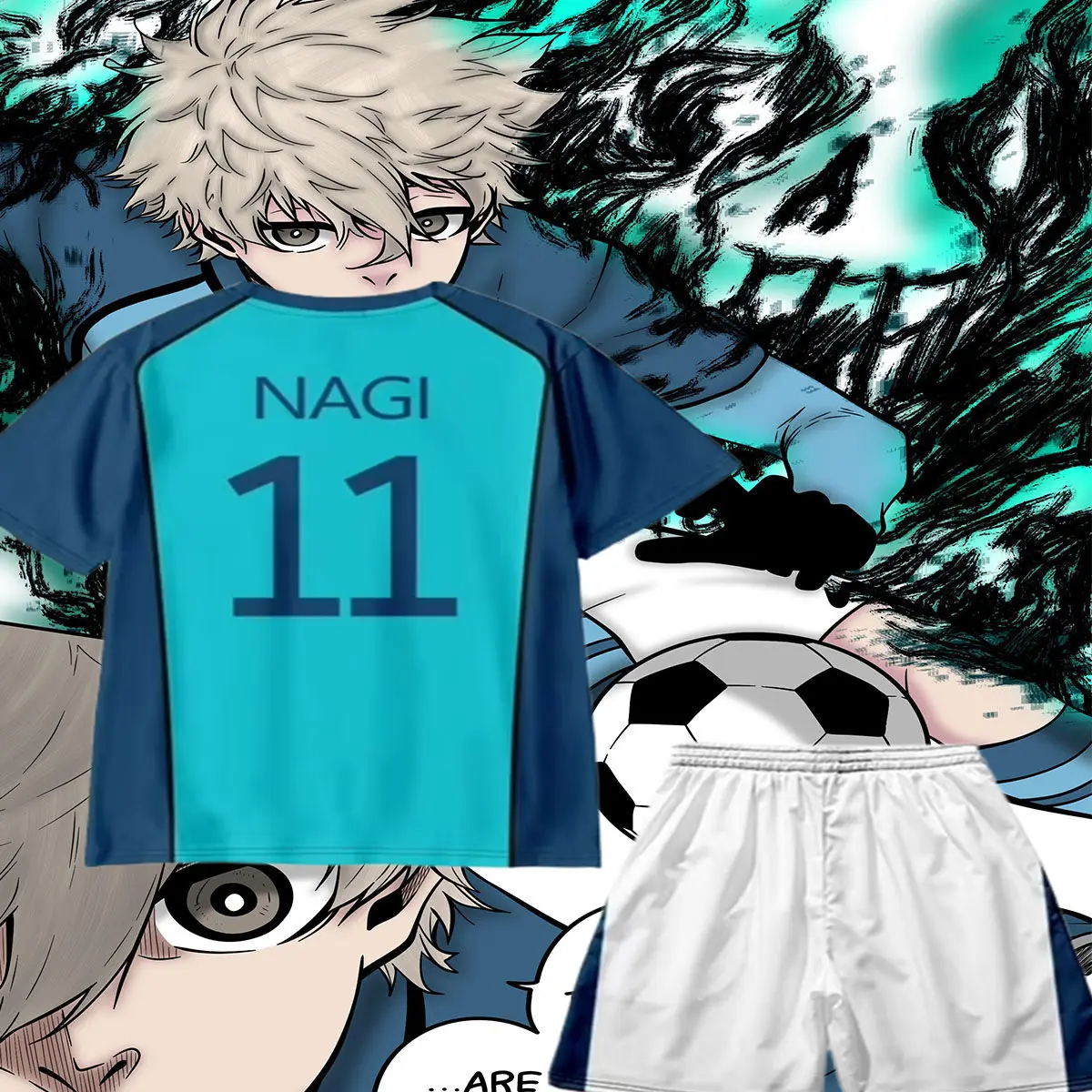 

New Men Jersey Sets Blue Lock Nagi Anime Football 3d Print Short Sleeve T-shirt+Short 2Pcs Set Outdoor Sport Tracksuit Suit Kids