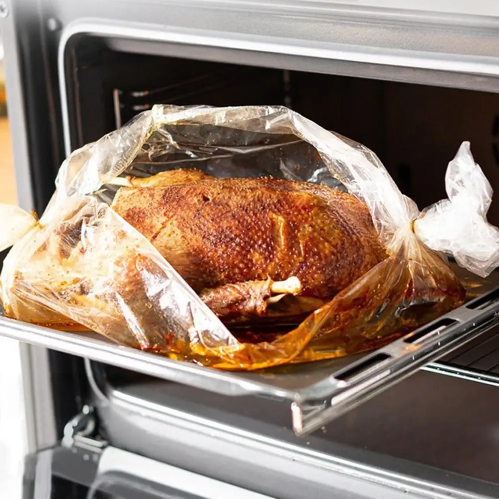Jamón carne olla de cocción lenta pollo de plástico resistencia al calor parrilla horno bolsas para asar Cock Pot Liner funda para hornear bolsa de pavo