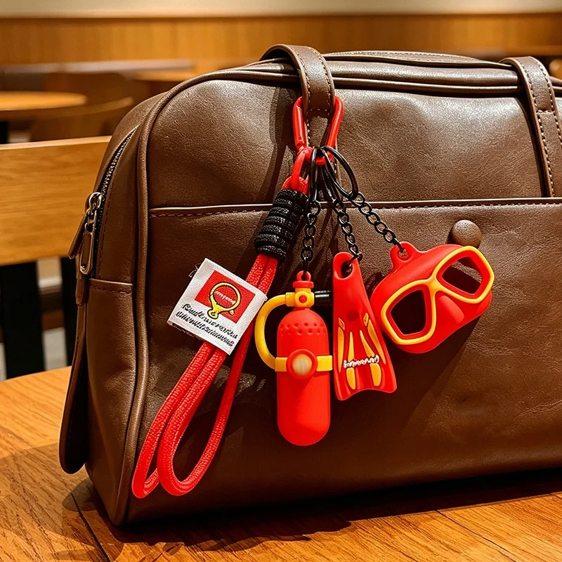 Creative Summer Diving Gear Keychain Flippers Mask Set Cute Beach Ocean Style Bag Charm For Divers Daily Wear Accessory