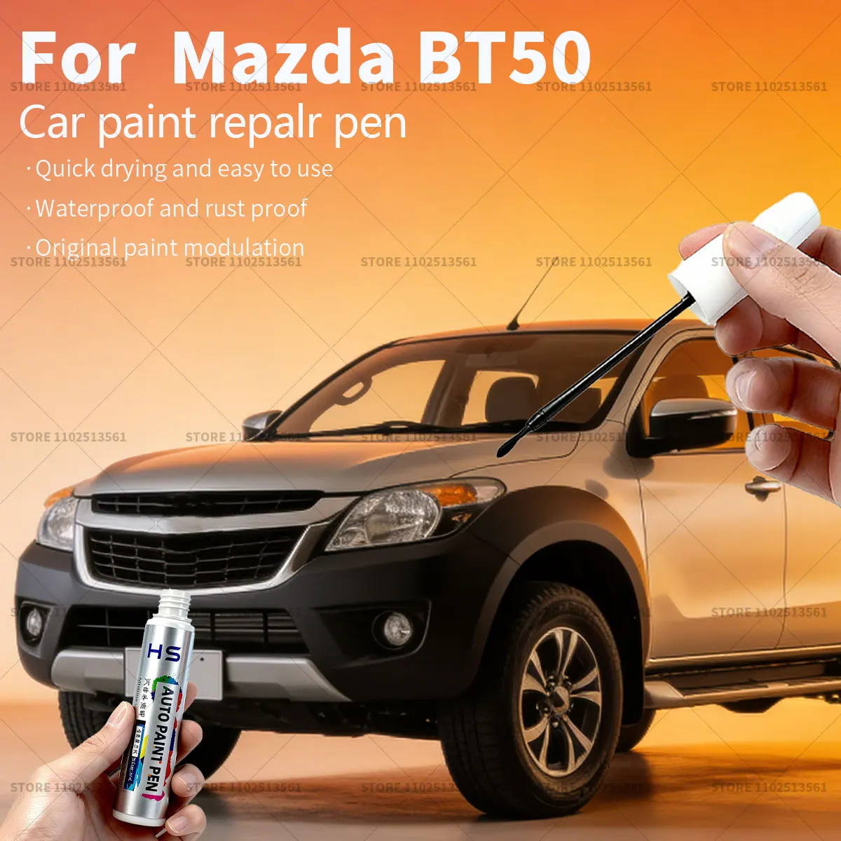 For Mazda BT50 Car Paint Repair Pen Paint Scratch Repair Accessories White True Red Silver Rocky Grey Black Interstellar Blue