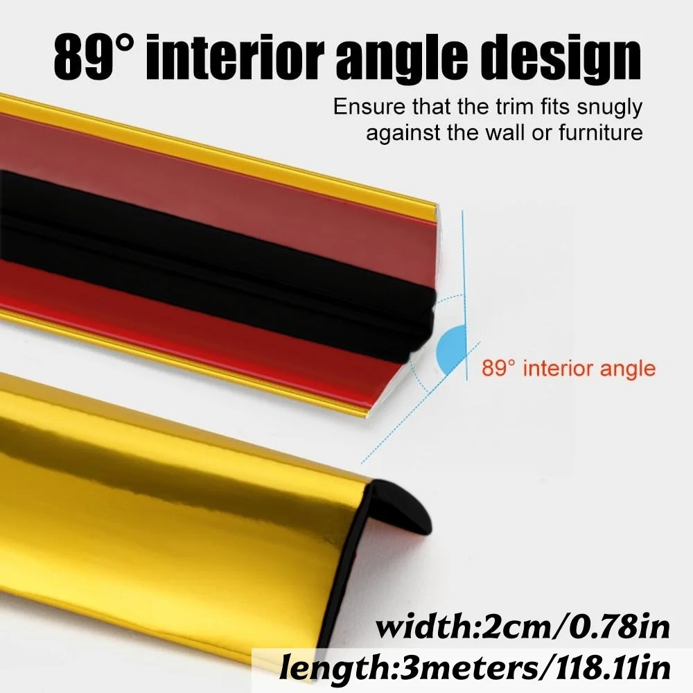 1pc PVC Self-Adhesive decorative strip wall sticker,anti collision Tape bumper guard strip, Furniture edge Wall Corner protector