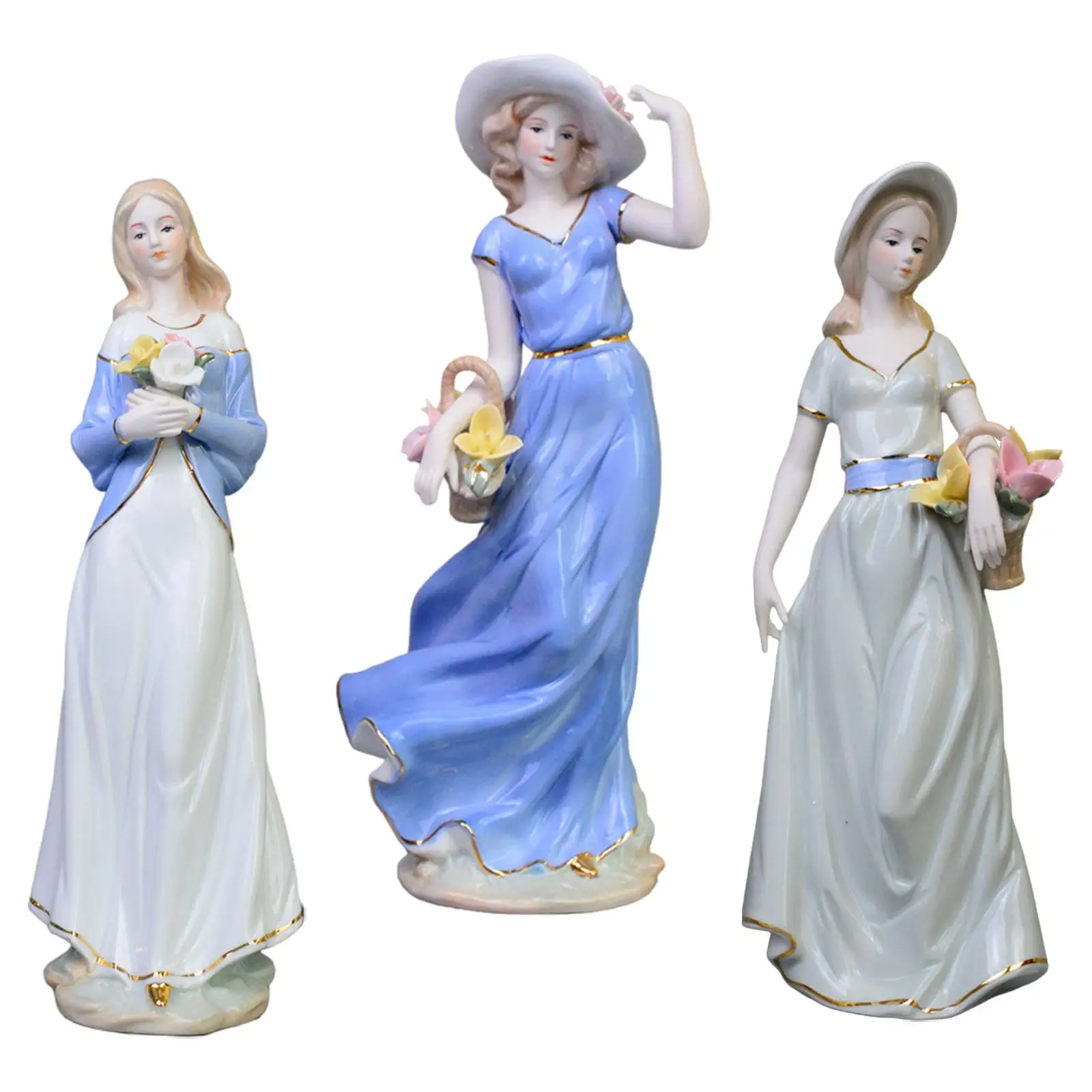 Figura de porcelana de chica, bonita figura de Arte Moderno, estatuilla decorativa de porcelana, decoración del hogar para oficina, librería de mesa