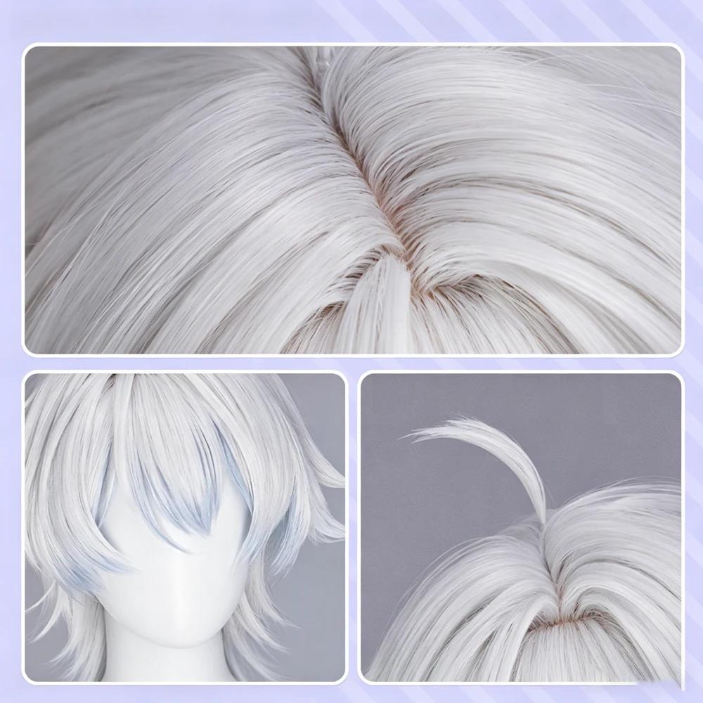 Anime Needy Girl Overdose Karamazov Nechika-sama Cosplay Wig Short White Hair Necklaces Waistchain For Men Women Halloween Props view 5