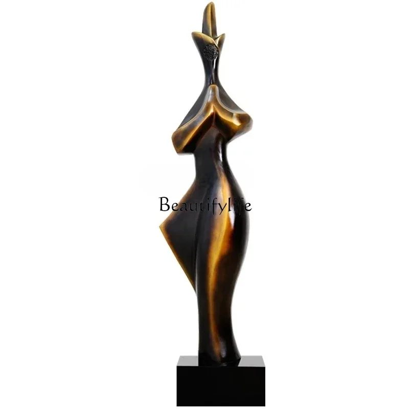 FG43Artwork Hotel lobby figure ornament Welcome person shape resin large floor decoration