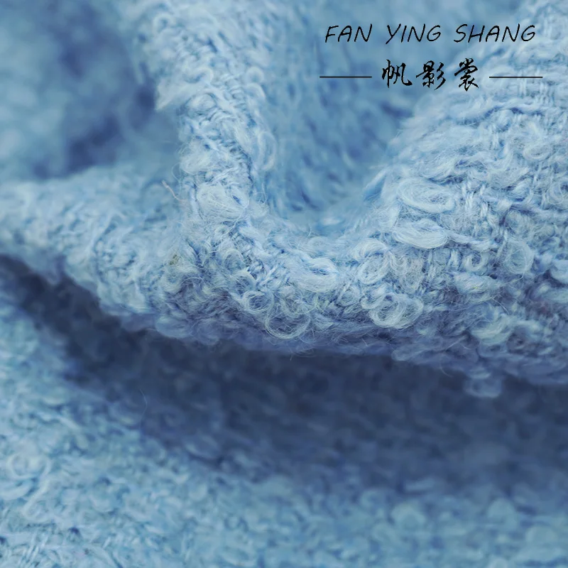 

2025 Fashion Senior Sky Blue Circle Wool Tweed Fabric For Coat Telas Costura Tissus Couture ткань Sewing Stoffe Cloth Diy
