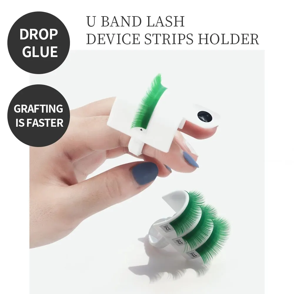 1set 3 in 1 U Band Lash Device Strips Eyelash Holder Ring with Glue Plate Adhesive Eyelash Pallet Holder