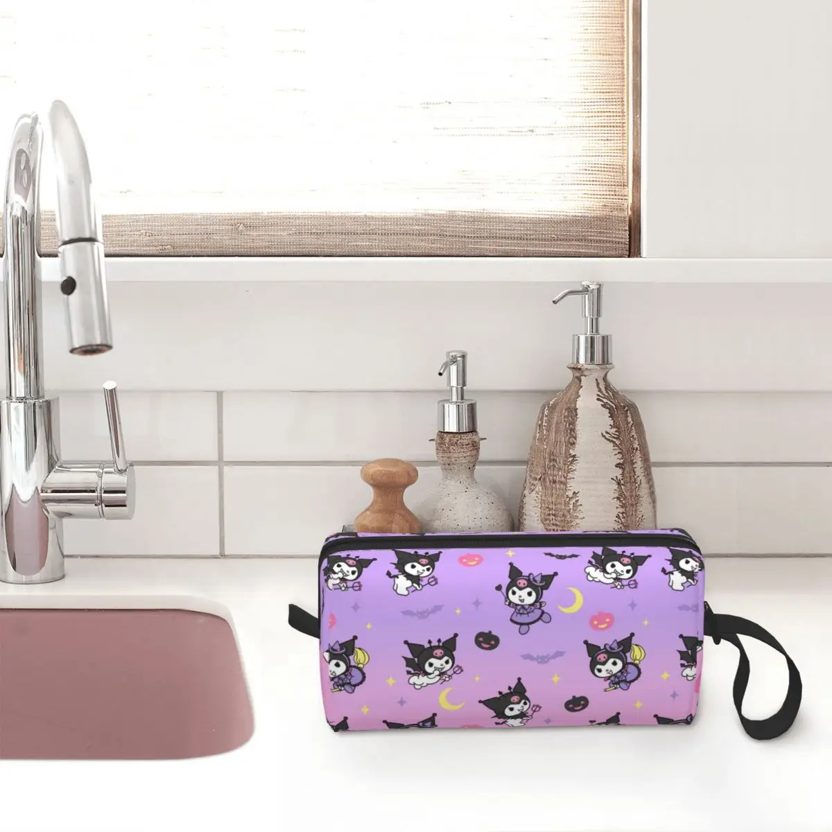 Kawaii Kuromi Sanrio Anime Cosmetic Bag Women Makeup Bags Travel Waterproof Toiletry Bag Organizer Storage Bag