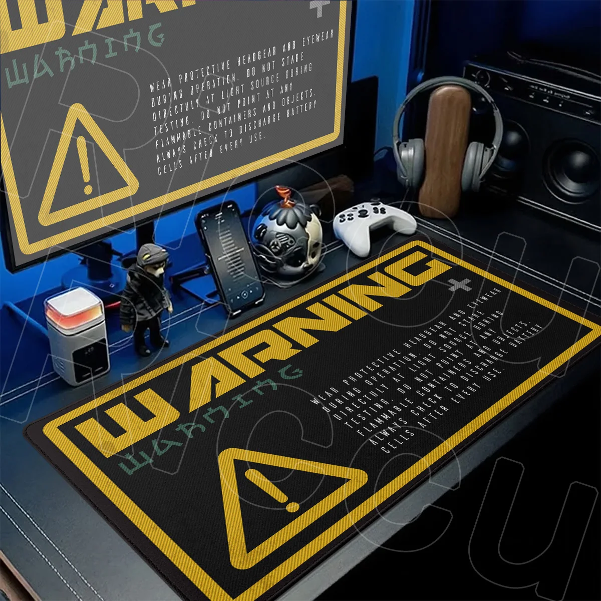 XXL Warning Pattern Art Design Office Deskmat Black Mouse Pad Laptop Non-slip Rubber Large Carpet Gamer Keyboard Speed Mausepads