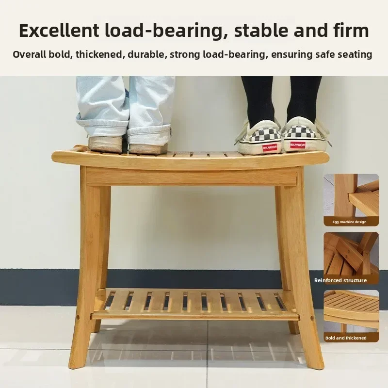 Stable Thickened anti-skid bathroom stool Multi-layer storage drain solid wood foot wash bath stool Toilet anti-skid stool