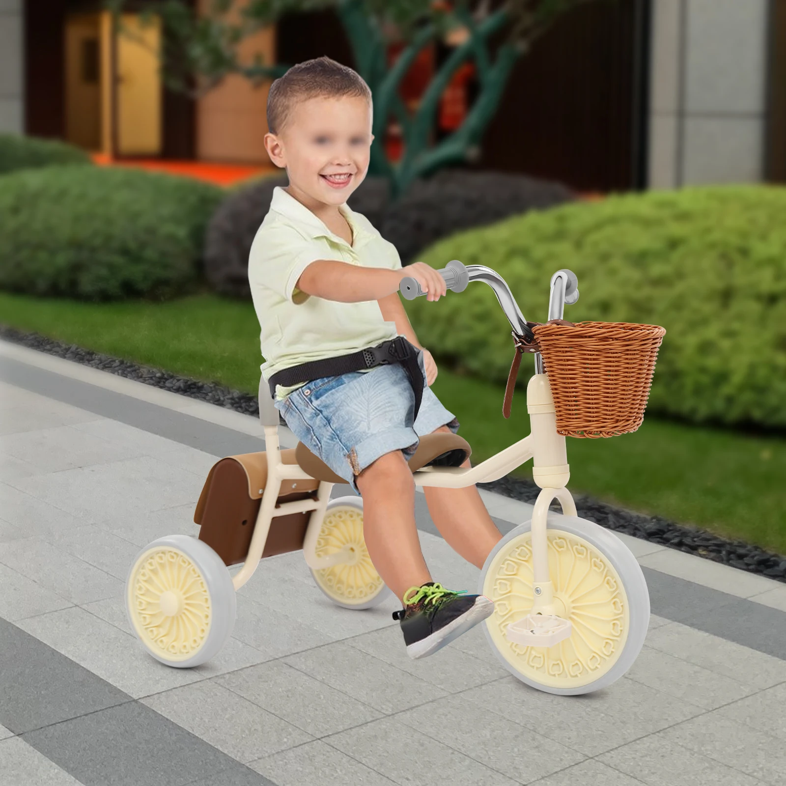 Children Tricycle for 2-6 Years Old Boys and Girls 3 Wheels Bike with Storage Basket Training Wheels Storage Bag