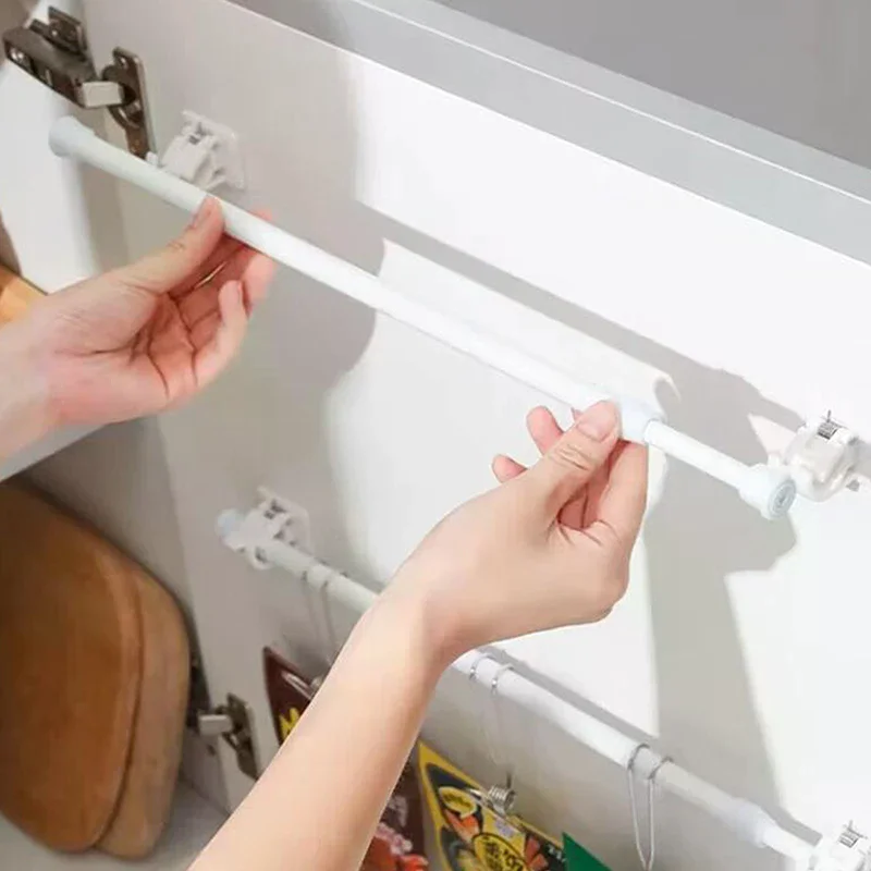 

30-90cm Adjustable Curtain Rod Spring Loaded Extendable Telescopic Poles For Bathroom Bar Shower No Drilling Hanging Rods