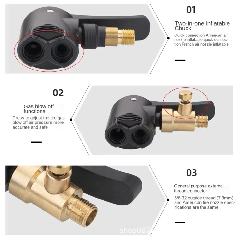 Fahrrad Fahrrad Spur Pumpe Düse Schlauch Adapter Fahrrad Luftdüse Messing Auto LKW Reifen Luftpumpe Spannfutter Fahrrad Reifen Rad Ventil Teil