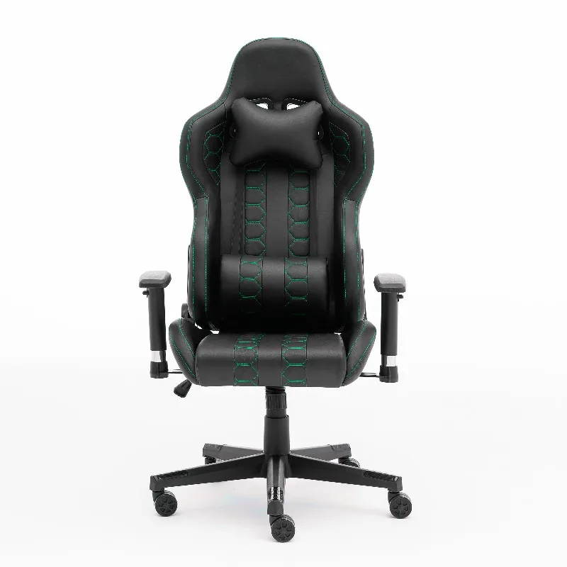 Kursi Gaming Kulit Modern Ergonomis dengan Penyangga Lengan dan Penyesuaian Pinggang