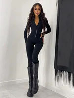 Fitness Outfit Female Casual Sporty Workout Zipper Jumpsuit Women Rompers Long Sleeve Skinny Activity Wear Overalls Tops - Image 3