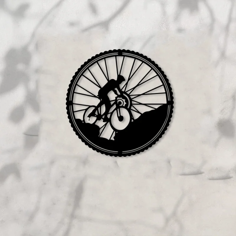 CIFBUY Mountain Bike Metal Wall Art Iron Sculpture Mural Plaque for Garage Man Cave Sports Decor Cyclist Gift Home Office