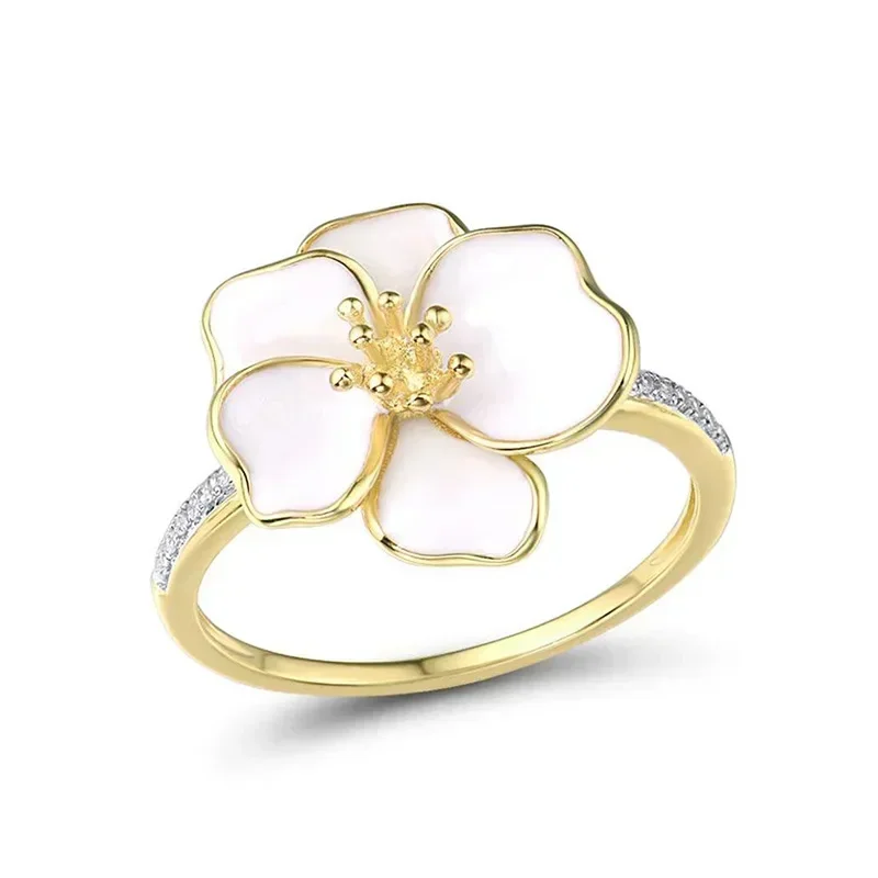 Fashionable Camellia Ring for Women with Micro Inlaid Zircon Flowers - Elegant Sweet Jewelry Accessory