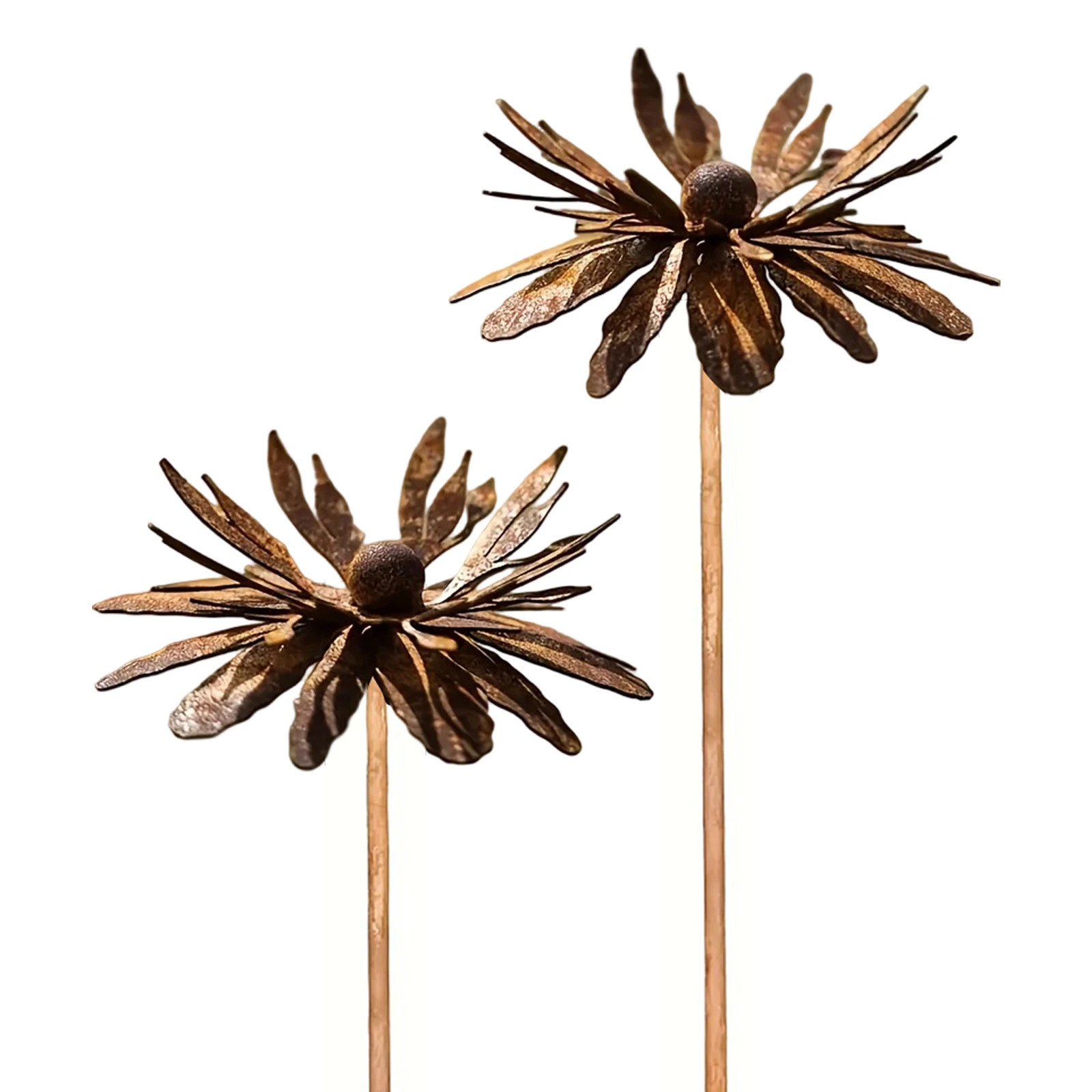 Rustic Iron Floral Sculpture Garden Stake