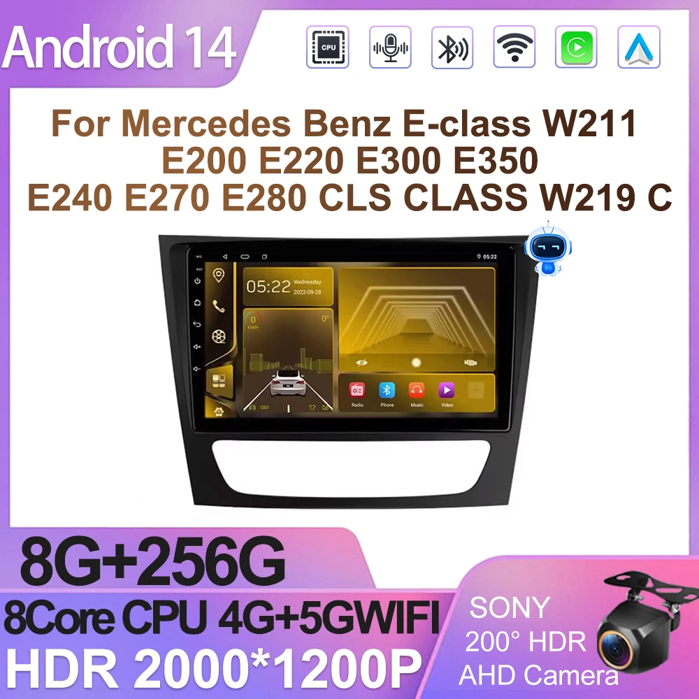 Android Radio For Mercedes Benz E-class W211 E200 E220 E300 E350 E240 E270 E280 CLS CLASS W219 Car Radio 2 Din DSP IPS Wifi 5G