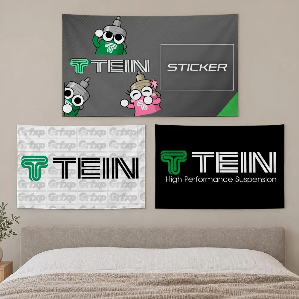 T-Tein Logo Tapestry Custom Living Bedroom Party Dormitory Interior Wall Bohemian Decoration Attached Clip