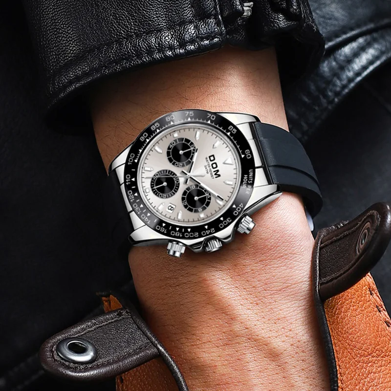 DOM orologio al quarzo multifunzione da uomo orologio da polso automatico con data orologio cronogra sportivo impermeabile in gel di silice in acciaio inossidabile M-1568
