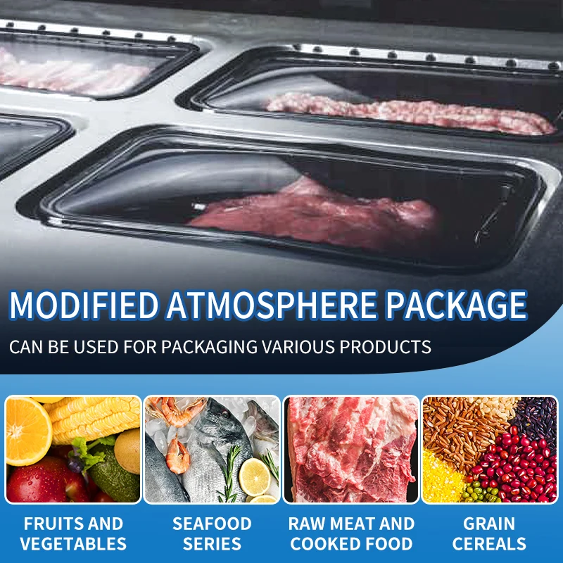 DZ-360 Vertical MAP Vacuum Food Tray Sealer Fresh Meat Tray Modified Atmosphere Packing  with Pouch Packaging Type