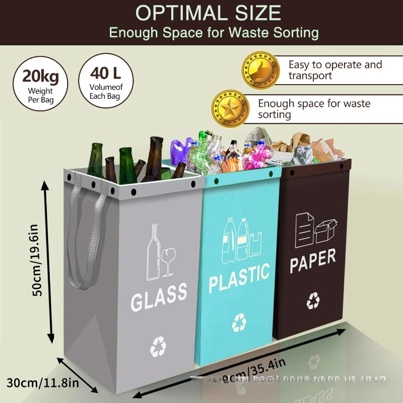 Large Capacity Collapsible Recycling Bin Modular Indoor Can Coated color-printed storage bag handbag large woven bag
